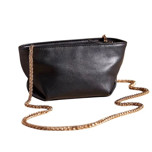 Anthropologie Gisela Bkack Crossbody Bag Gold Chain Strap Small - Picture 1 of 15
